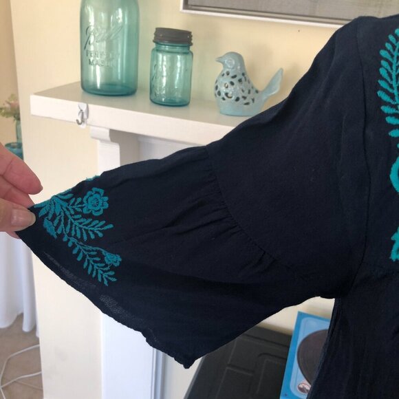 Loft Embroidered Boho Ruffle Dress Medium - Picture 5 of 11